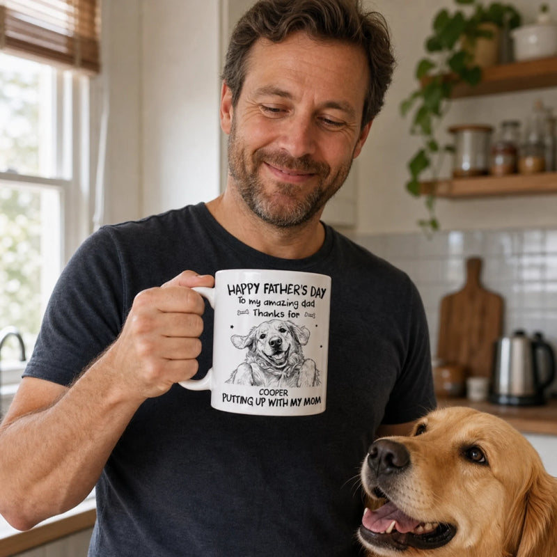 Custom Photo Mug - Personalized Father's Day Birthday Gifts For Dog Cat Lovers, Dog Dad, Cat Owners - To The Amazing Dad