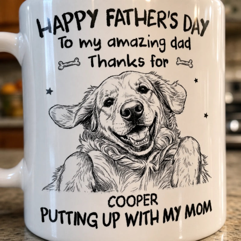 Custom Photo Mug - Personalized Father's Day Birthday Gifts For Dog Cat Lovers, Dog Dad, Cat Owners - To The Amazing Dad