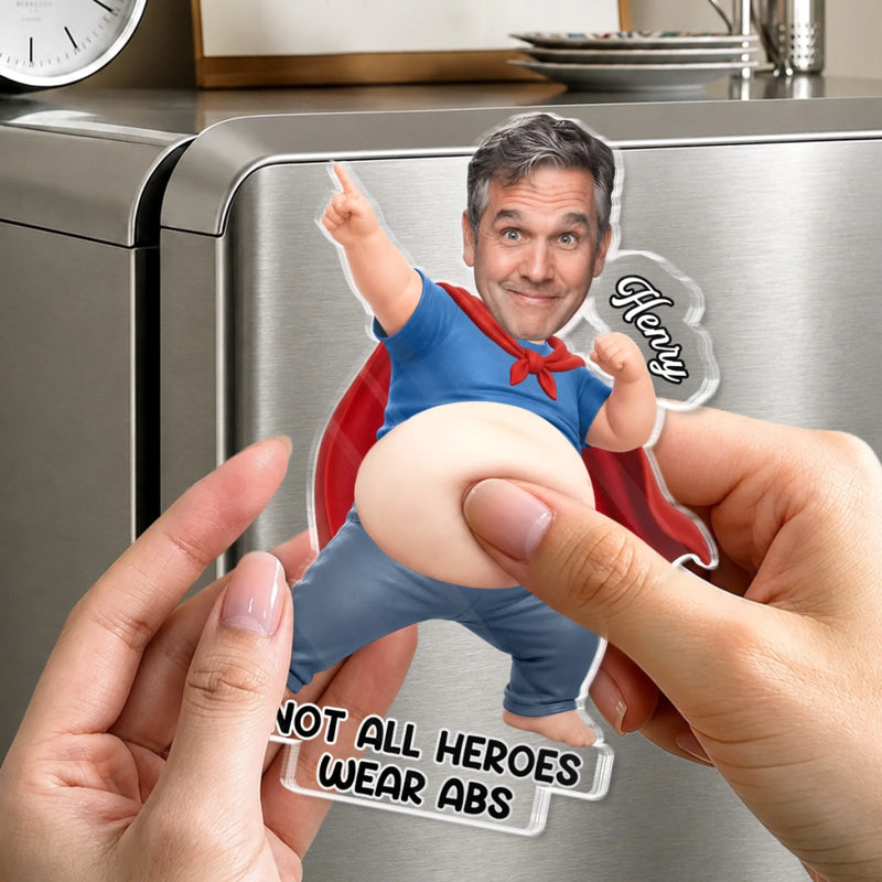 Custom Photo Dad Bod Belly Squishy Acrylic Fridge Magnet – Personalized Father's Day Funny Gifts For Dad, Grandpa – Official Belly Appreciation Club