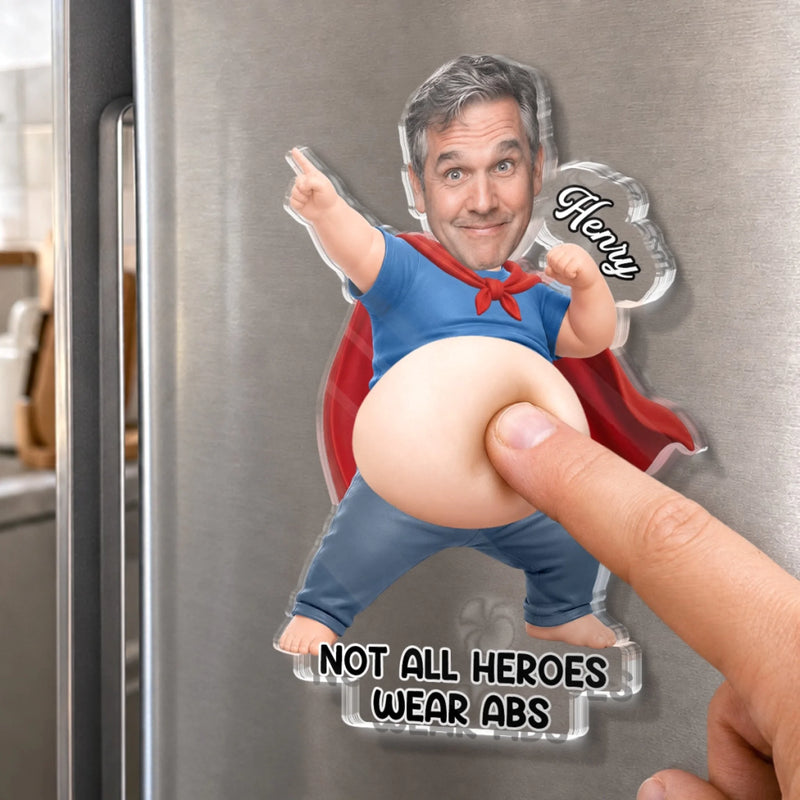 Custom Photo Dad Bod Belly Squishy Acrylic Fridge Magnet – Personalized Father's Day Funny Gifts For Dad, Grandpa – Official Belly Appreciation Club