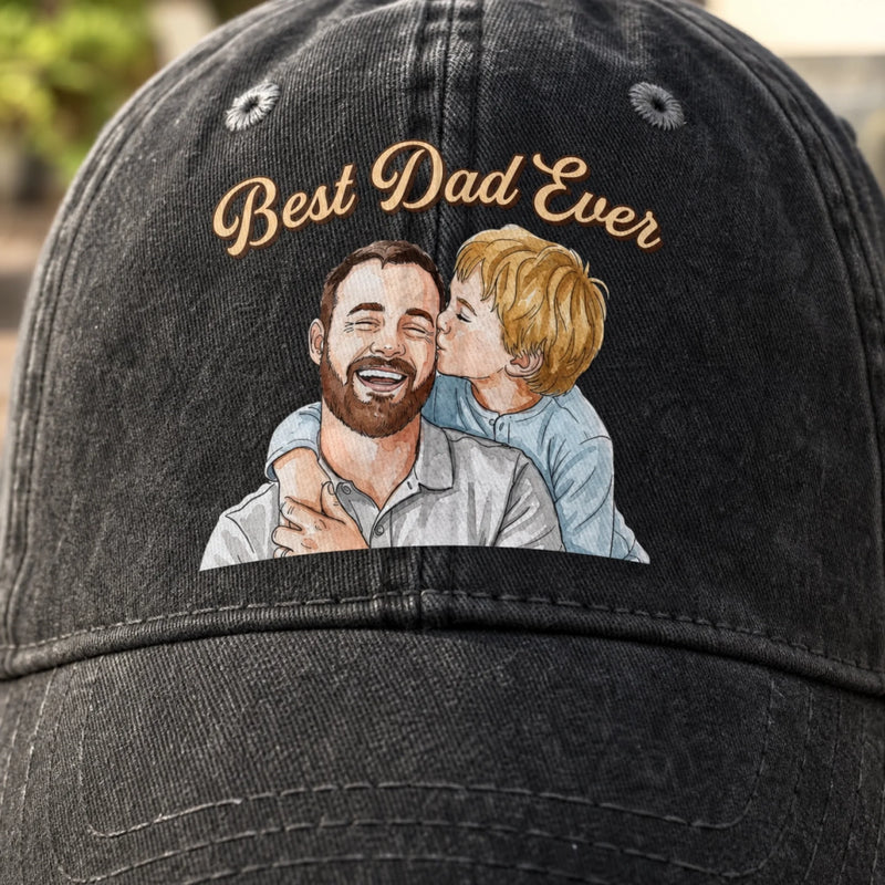 Custom Photo Cap - Personalized Father's Day Birthday Gifts For Dad, Grandpa - The Best Memories Start With Dad