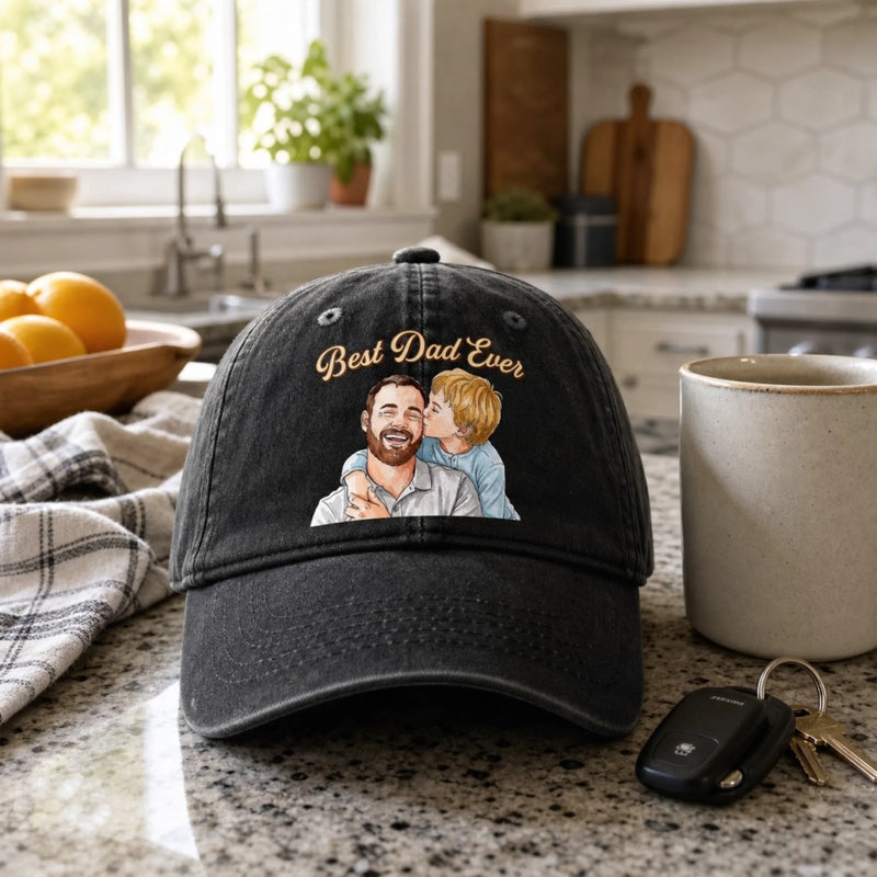 Custom Photo Cap - Personalized Father's Day Birthday Gifts For Dad, Grandpa - The Best Memories Start With Dad