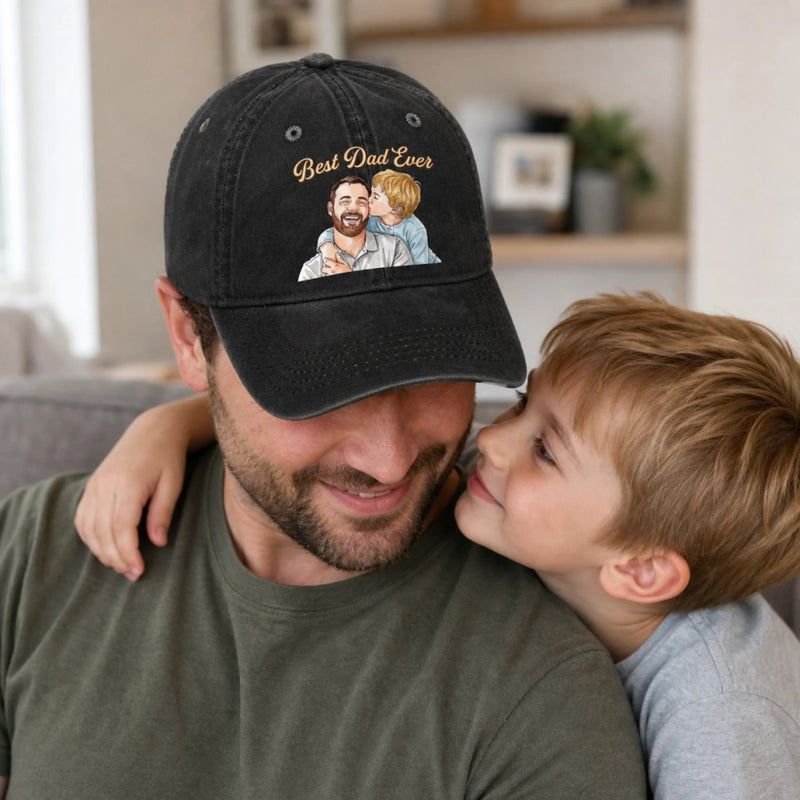 Custom Photo Cap - Personalized Father's Day Birthday Gifts For Dad, Grandpa - The Best Memories Start With Dad