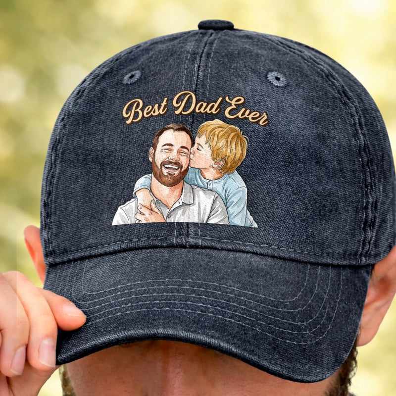 Custom Photo Cap - Personalized Father's Day Birthday Gifts For Dad, Grandpa - The Best Memories Start With Dad