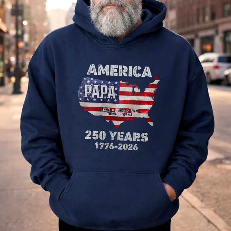 Custom T-shirt, Hoodie – Personalized America 250th Anniversary Gifts For Dad, Grandpa – Proud Dad Proud Legacy