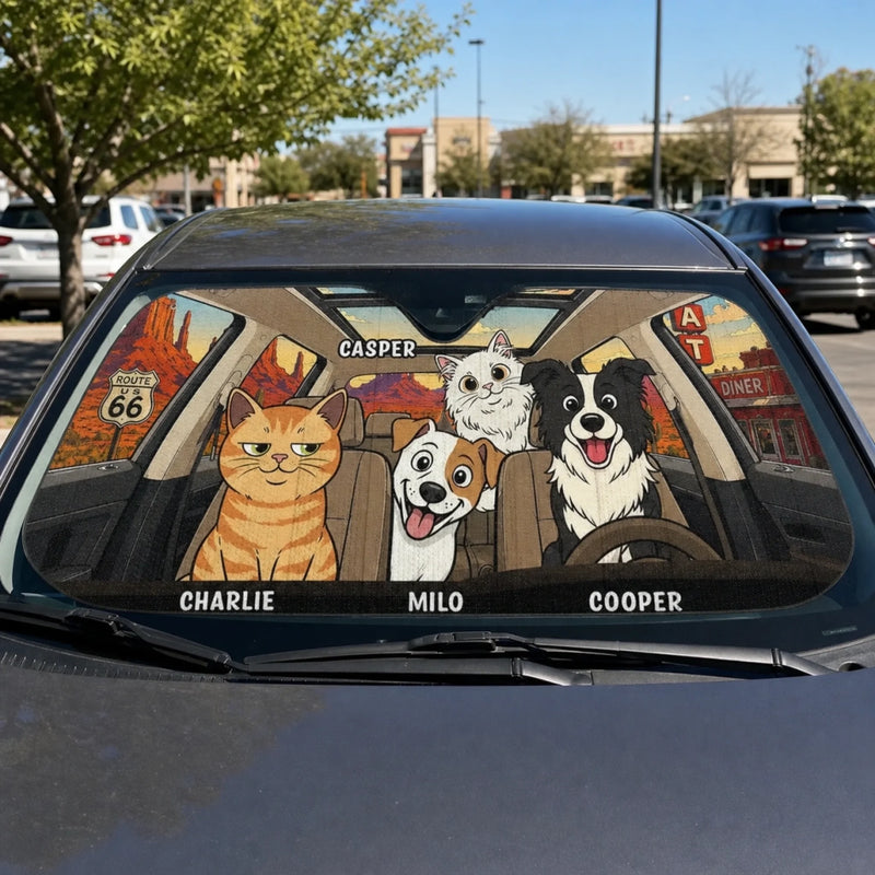 Custom Auto Windshield Sunshade, Car Window Protector - Personalized Birthday Gifts For Dog Cat Lovers, Dog Dad And Mom, Cat Owners - My Best Friend Has Paws