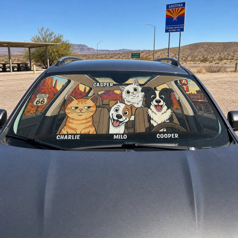 Custom Auto Windshield Sunshade, Car Window Protector - Personalized Birthday Gifts For Dog Cat Lovers, Dog Dad And Mom, Cat Owners - My Best Friend Has Paws