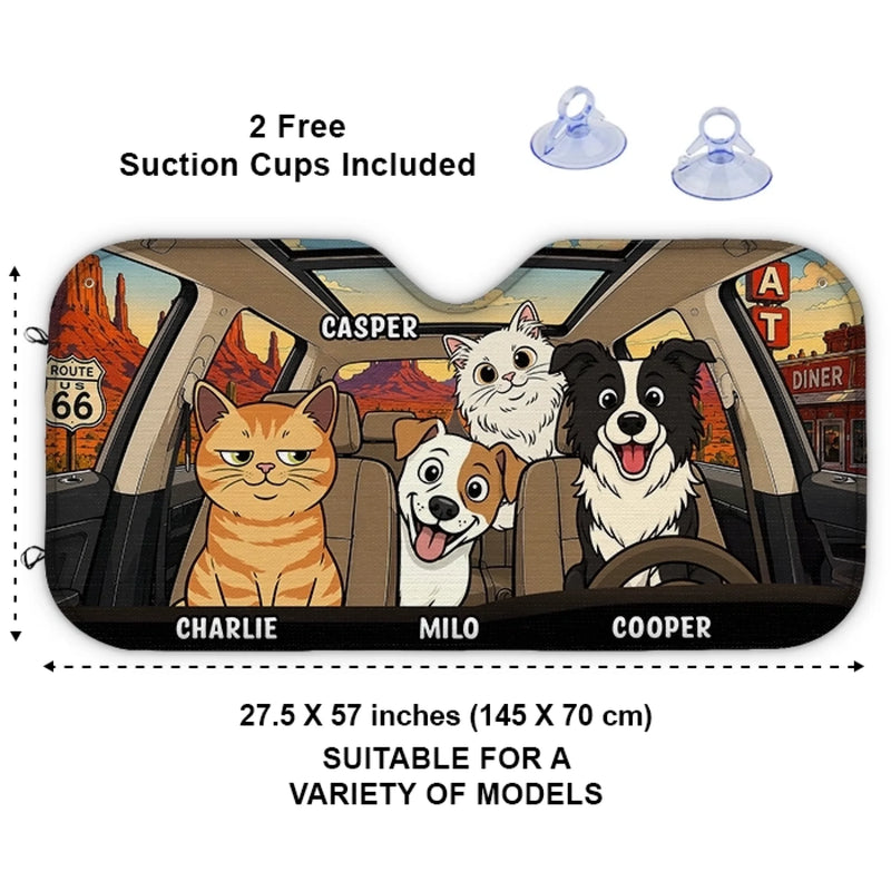 Custom Auto Windshield Sunshade, Car Window Protector - Personalized Birthday Gifts For Dog Cat Lovers, Dog Dad And Mom, Cat Owners - My Best Friend Has Paws