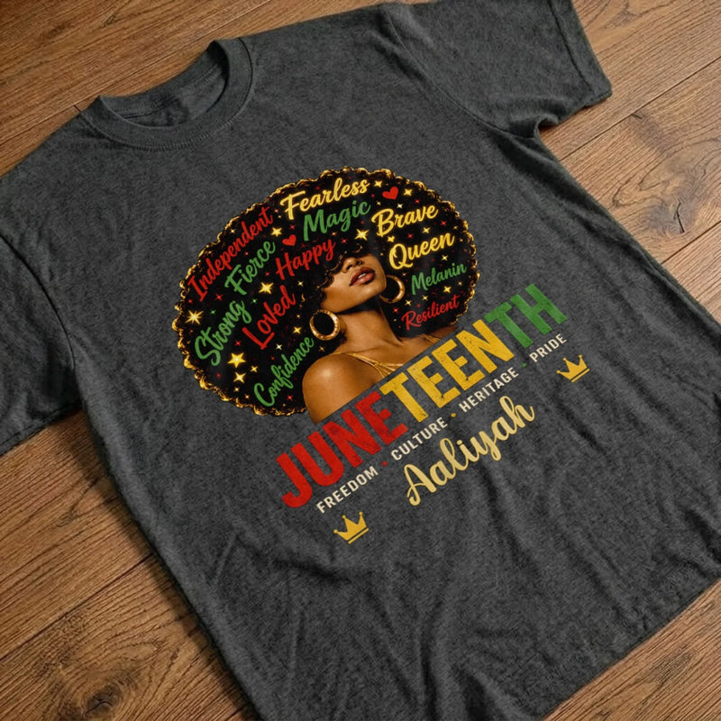 Custom T-shirt, Hoodie – Personalized Juneteenth Gifts For Women – Rooted In Strength, Rising In Freedom