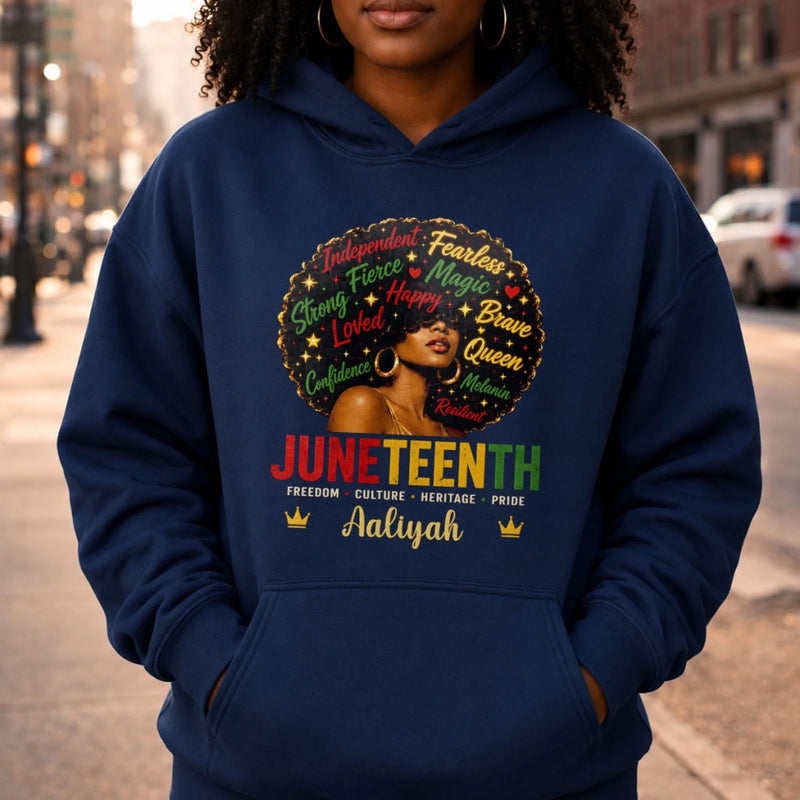 Custom T-shirt, Hoodie – Personalized Juneteenth Gifts For Women – Rooted In Strength, Rising In Freedom
