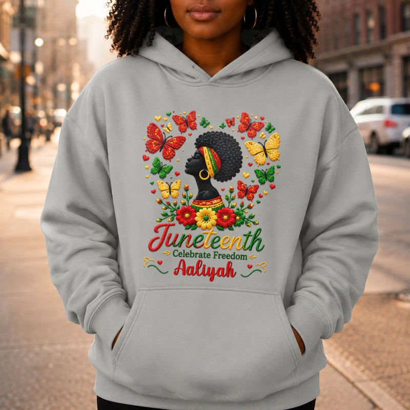 Custom T-shirt, Hoodie – Personalized Juneteenth Gifts For Women – This Melanin Queen Stands For Freedom