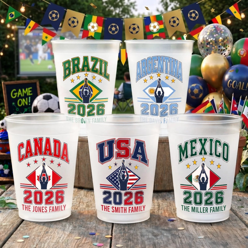 Custom International Soccer Tournament Party Cups - Personalized Birthday Gifts For Soccer Lovers, Sports Fans, Sports Lovers - Blessed With Great Football Vibes