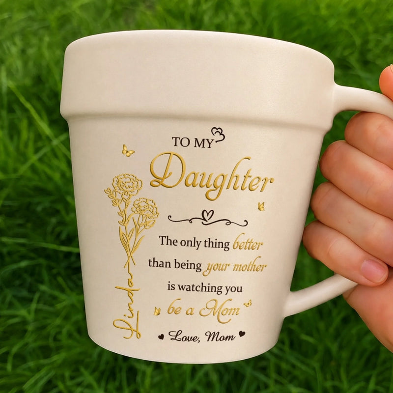 Custom Plant Pot Ceramic Mug - Personalized Birthday Garden Gifts For Gardeners, Daughter - Your Growth Is My Joy