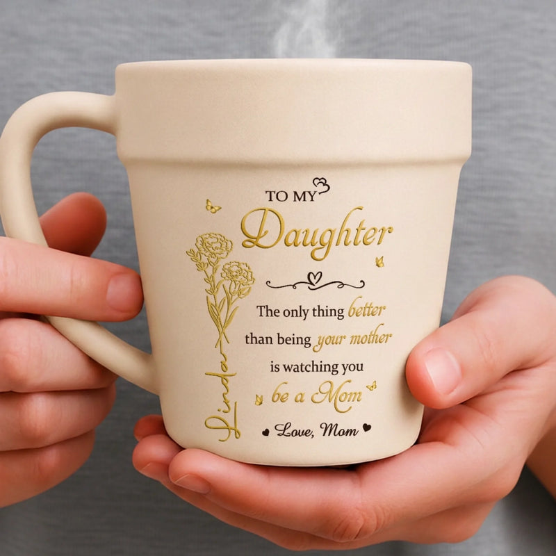Custom Plant Pot Ceramic Mug - Personalized Birthday Garden Gifts For Gardeners, Daughter - Your Growth Is My Joy