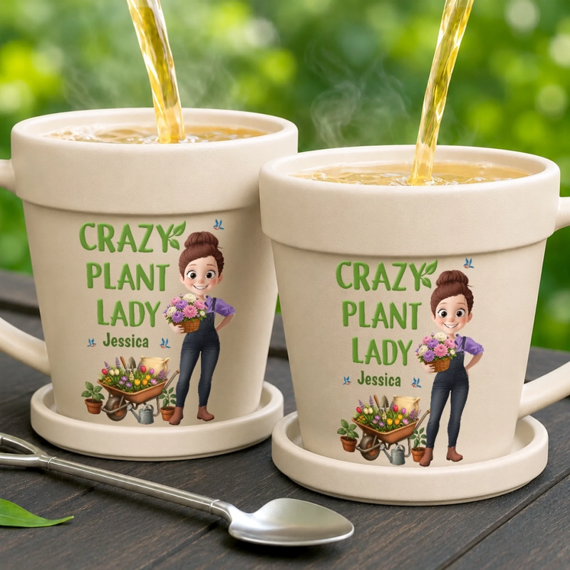 Custom Plant Pot Ceramic Mug - Personalized Birthday Garden Gifts For Gardeners - My Happy Green Sanctuary