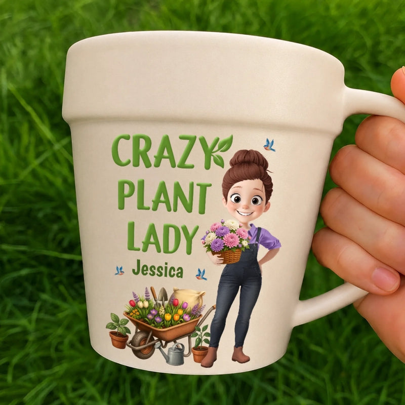 Custom Plant Pot Ceramic Mug - Personalized Birthday Garden Gifts For Gardeners - My Happy Green Sanctuary