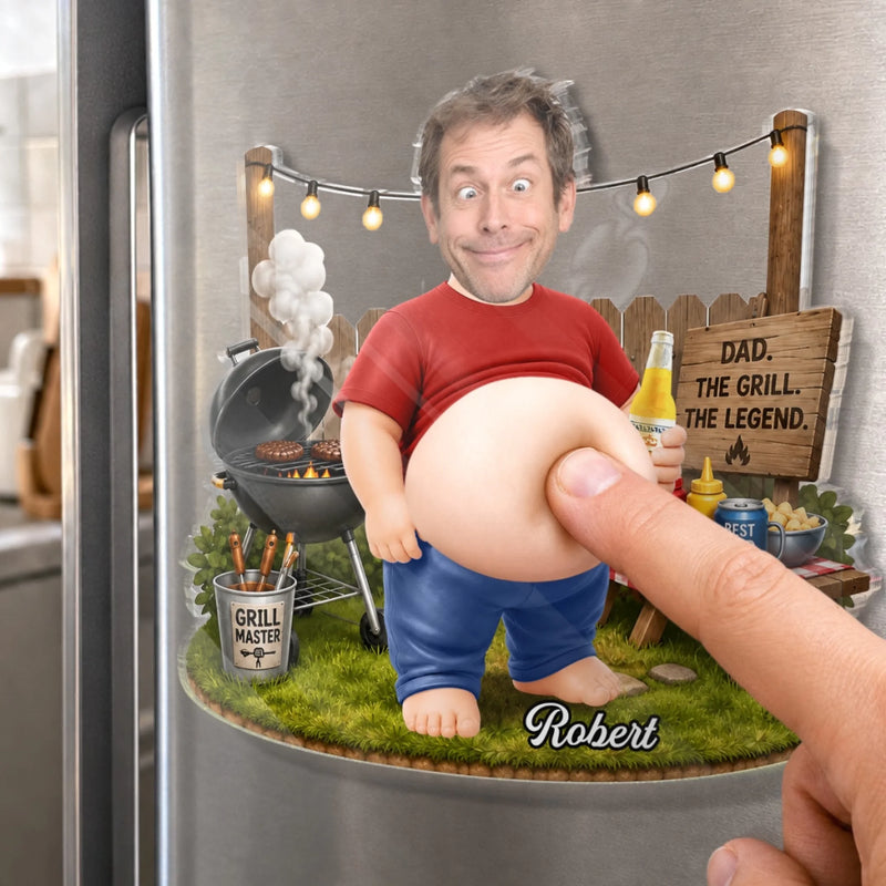 Custom Photo Dad Bod Belly Squishy Acrylic Fridge Magnet – Personalized Father's Day Funny Gifts For Dad, Grandpa – I Make Dad Jokes Professionally