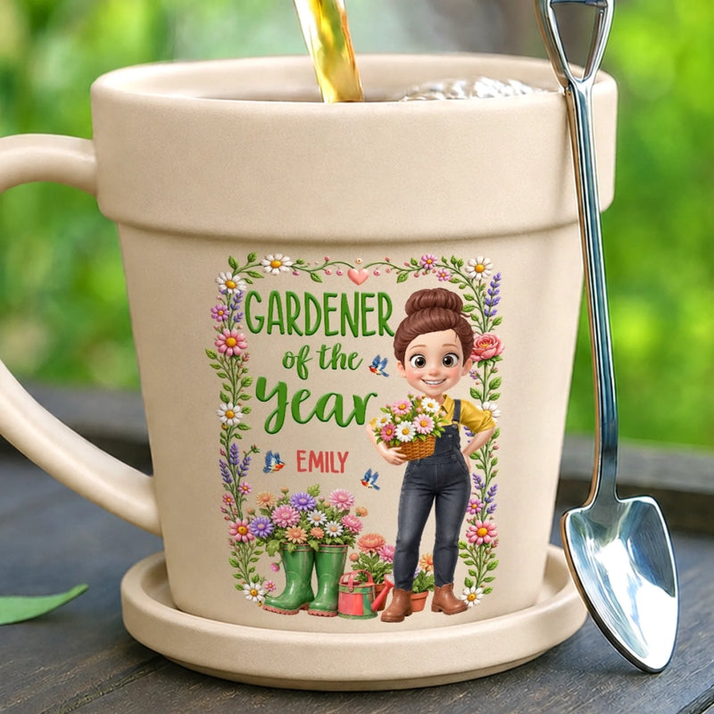 Custom Plant Pot Ceramic Mug - Personalized Birthday Garden Gifts For Gardeners - Master Of The Little Backyard