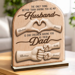 Custom 2-Layered Wooden Plaque - Personalized Father's Day Birthday Gifts For Dad, Grandpa, Husband - Home Is Better With Dad