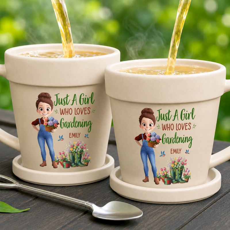 Custom Plant Pot Ceramic Mug - Personalized Birthday Garden Gifts For Gardeners - Gardening Is My Therapy