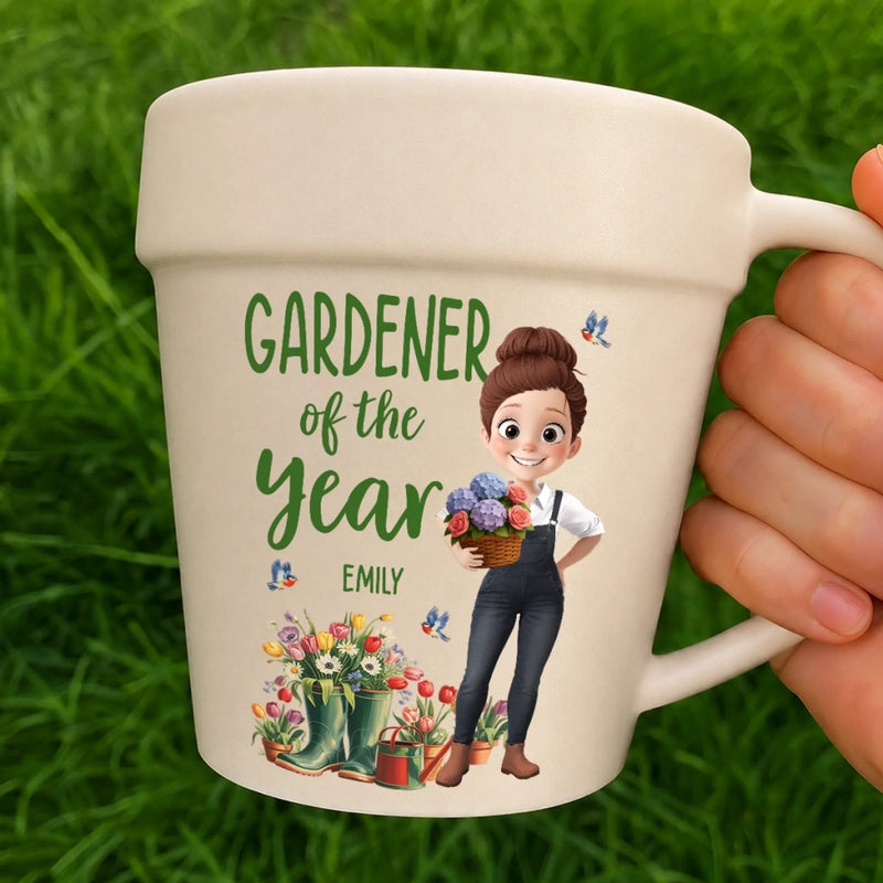Custom Plant Pot Ceramic Mug - Personalized Birthday Garden Gifts For Gardeners - My Happy, Blooming Sanctuary