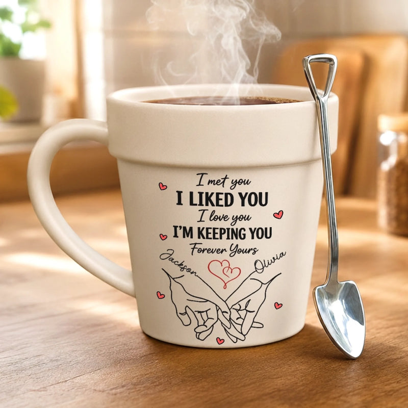 Custom Plant Pot Ceramic Mug - Personalized Birthday Garden Gifts For Husband And Wife, Him And Her - A Promise Kept Forever