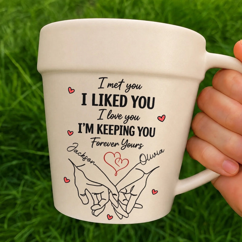 Custom Plant Pot Ceramic Mug - Personalized Birthday Garden Gifts For Husband And Wife, Him And Her - A Promise Kept Forever