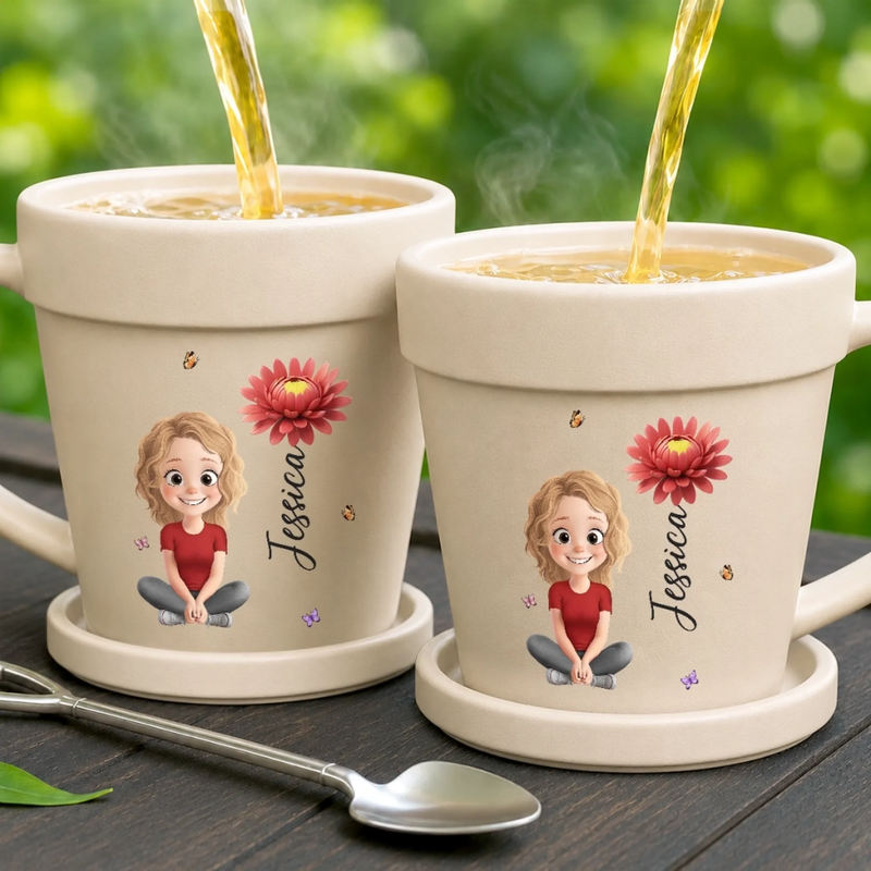 Custom Plant Pot Ceramic Mug - Personalized Birthday Garden Gifts For Gardeners - Healing One Plant At Once