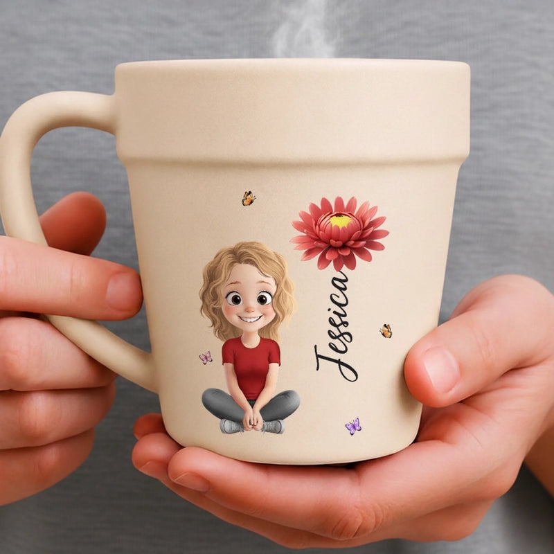 Custom Plant Pot Ceramic Mug - Personalized Birthday Garden Gifts For Gardeners - Healing One Plant At Once