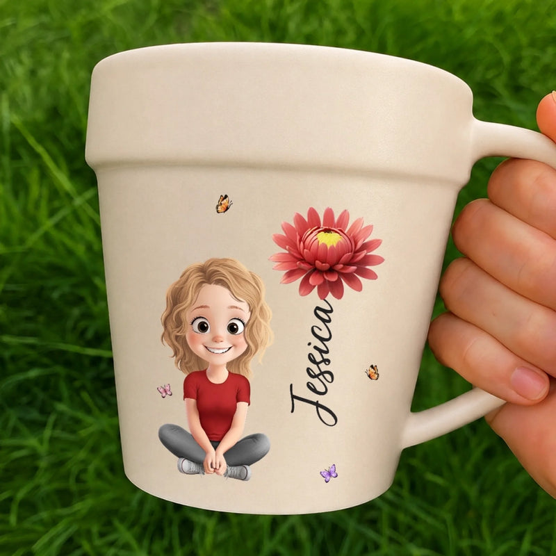 Custom Plant Pot Ceramic Mug - Personalized Birthday Garden Gifts For Gardeners - Healing One Plant At Once