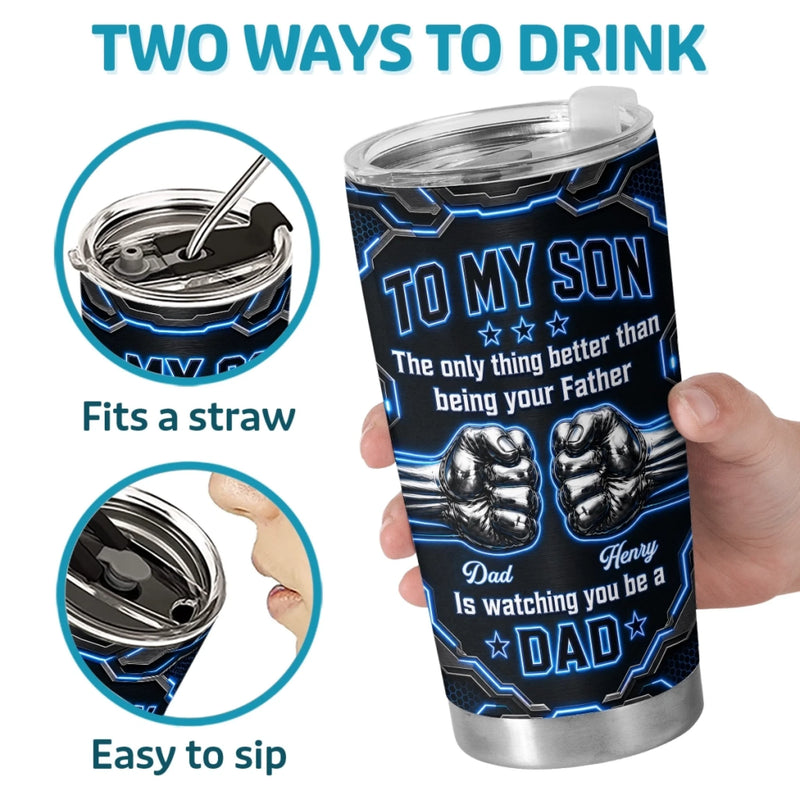 Custom Tumbler - Personalized Father's Day Birthday Gifts For Son - Watching You Grow Brings Me Joy
