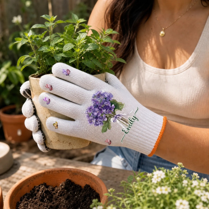 Custom Gardening Gloves - Personalized Birthday Garden Gifts For Gardeners - Gathering Sweet Summer Moments