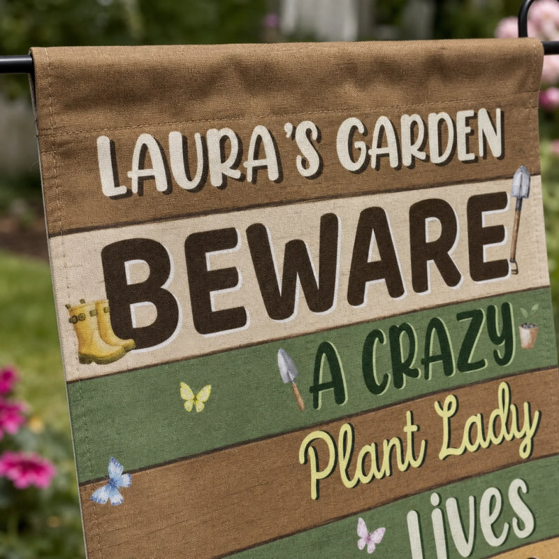 Custom Flag - Personalized Birthday Garden Gifts For Gardeners - Welcome To Her Happy Corner
