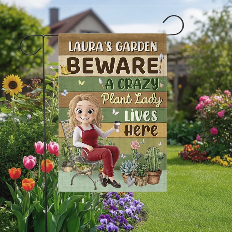 Custom Flag - Personalized Birthday Garden Gifts For Gardeners - Welcome To Her Happy Corner