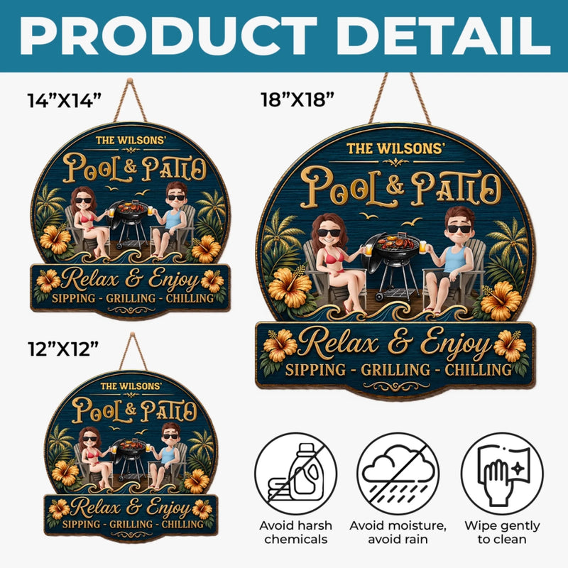Custom Wood Sign - Personalized Summer Vacation And Travel Gifts For Husband And Wife, Him And Her - Welcome To Our Backyard Bar