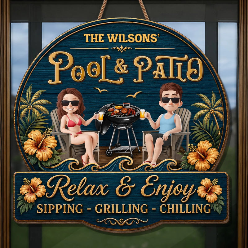 Custom Wood Sign - Personalized Summer Vacation And Travel Gifts For Husband And Wife, Him And Her - Welcome To Our Backyard Bar