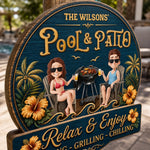 Custom Wood Sign - Personalized Summer Vacation And Travel Gifts For Couple - Welcome To Our Backyard Bar