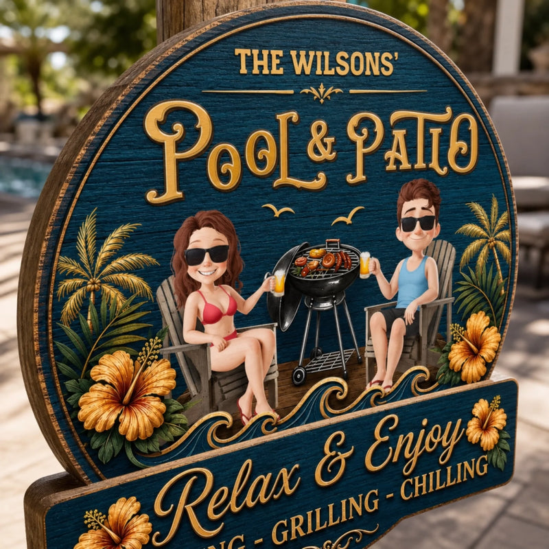 Custom Wood Sign - Personalized Summer Vacation And Travel Gifts For Husband And Wife, Him And Her - Welcome To Our Backyard Bar