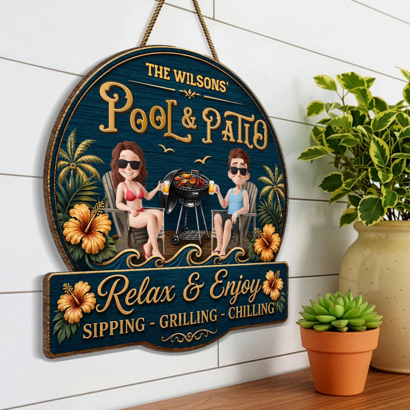 Custom Wood Sign - Personalized Summer Vacation And Travel Gifts For Husband And Wife, Him And Her - Welcome To Our Backyard Bar