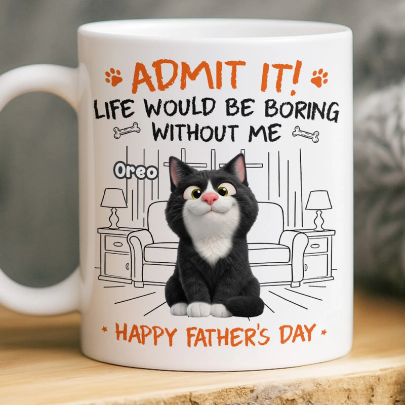 Custom Mug - Personalized Father's Day Birthday Gifts For Dog Cat Lovers, Dog Dad And Mom, Cat Owners - Life Is Better With My Furry Friends