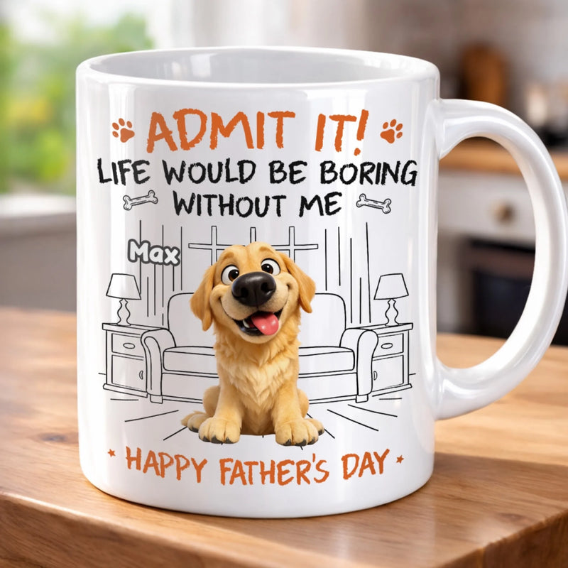 Custom Mug - Personalized Father's Day Birthday Gifts For Dog Cat Lovers, Dog Dad And Mom, Cat Owners - Life Is Better With My Furry Friends