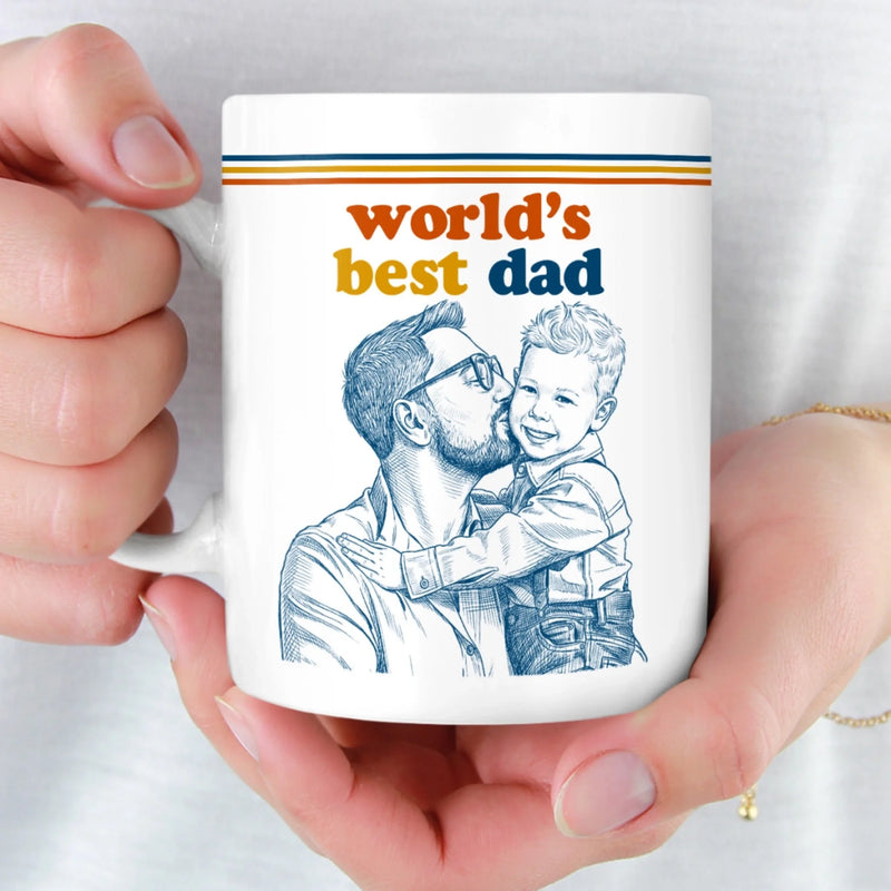 Custom Photo Mug - Personalized Father's Day Birthday Gifts For Dad, Grandpa, Husband - World’s Best Dad Ever