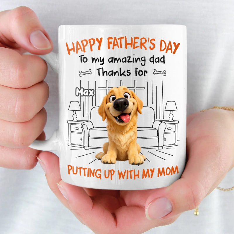 Custom Mug - Personalized Father's Day Birthday Gifts For Dog Cat Lovers, Dog Dad And Mom, Cat Owners - Love Is A Four Legged Word