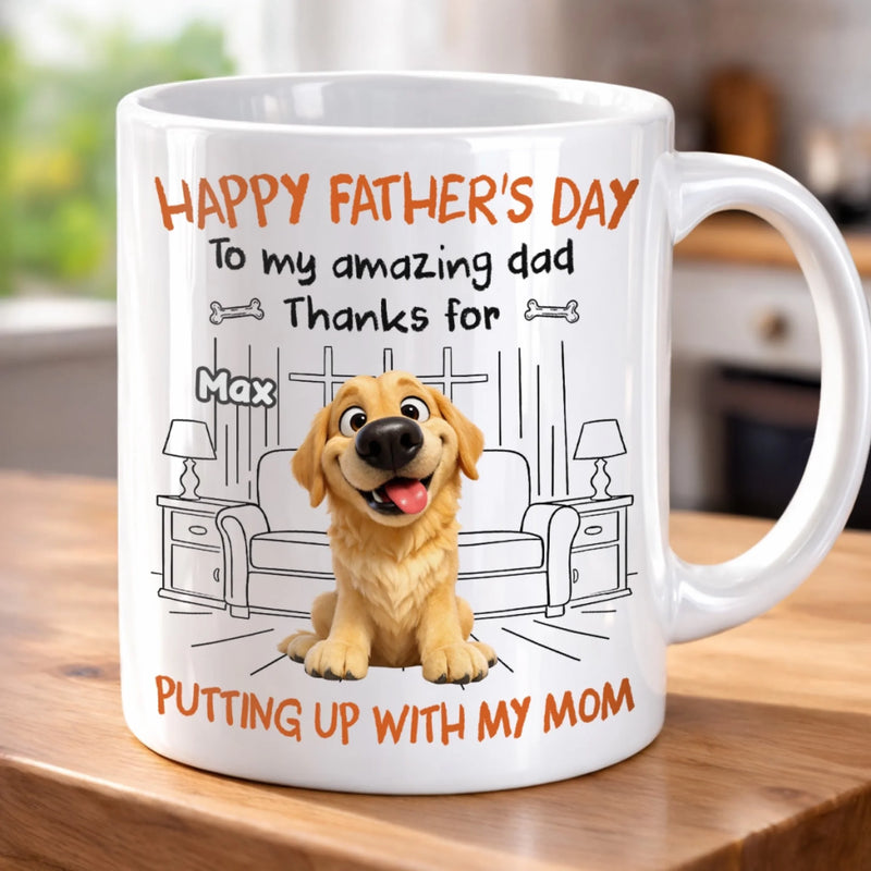 Custom Mug - Personalized Father's Day Birthday Gifts For Dog Cat Lovers, Dog Dad And Mom, Cat Owners - Love Is A Four Legged Word