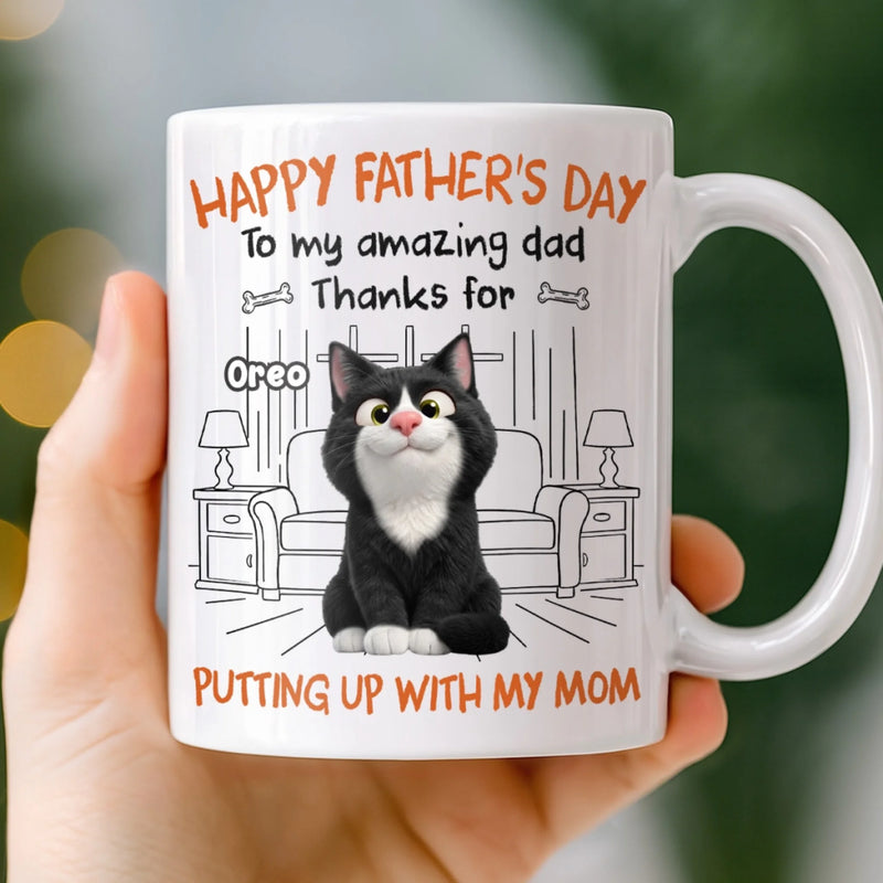 Custom Mug - Personalized Father's Day Birthday Gifts For Dog Cat Lovers, Dog Dad And Mom, Cat Owners - Love Is A Four Legged Word