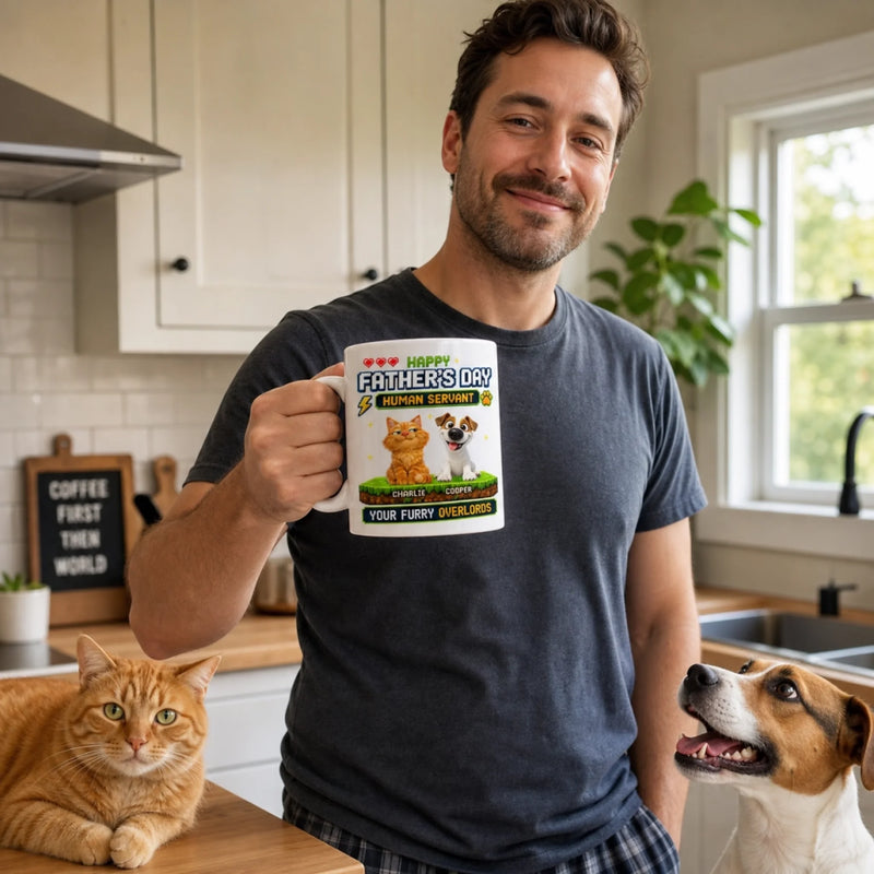 Custom Mug - Personalized Father's Day Birthday Gifts For Dog Cat Lovers, Dog Dad And Mom, Cat Owners - From Your Furry Overlords