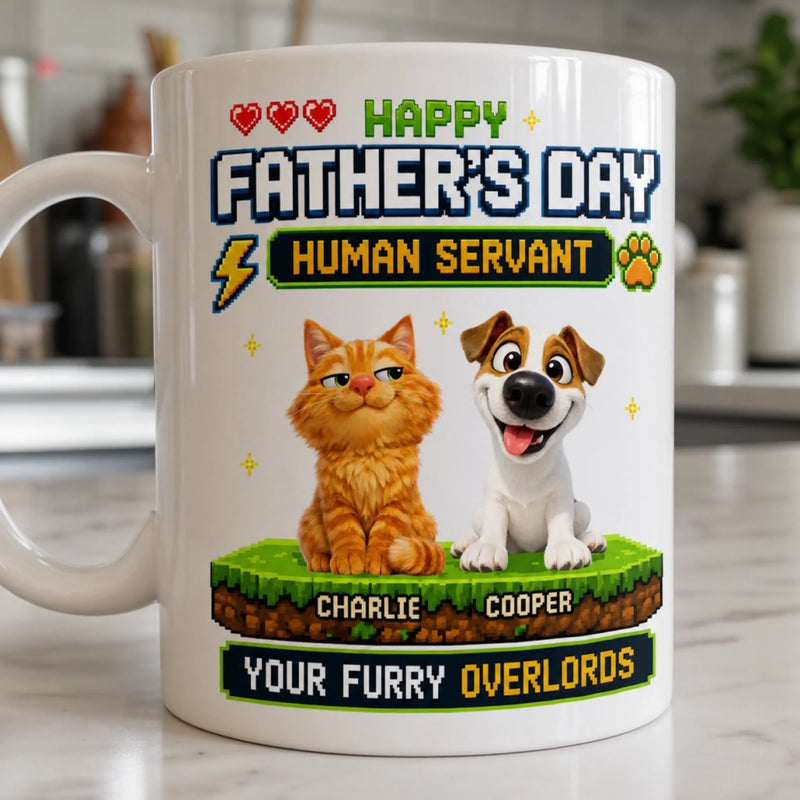 Custom Mug - Personalized Father's Day Birthday Gifts For Dog Cat Lovers, Dog Dad And Mom, Cat Owners - From Your Furry Overlords