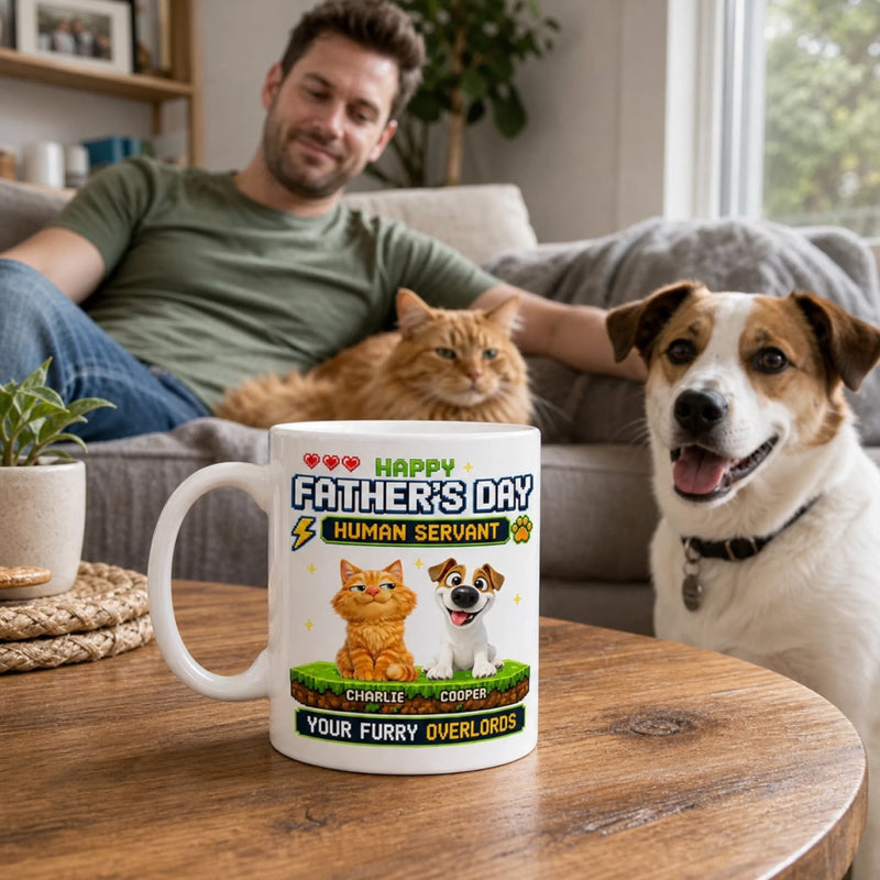 Custom Mug - Personalized Father's Day Birthday Gifts For Dog Cat Lovers, Dog Dad And Mom, Cat Owners - From Your Furry Overlords