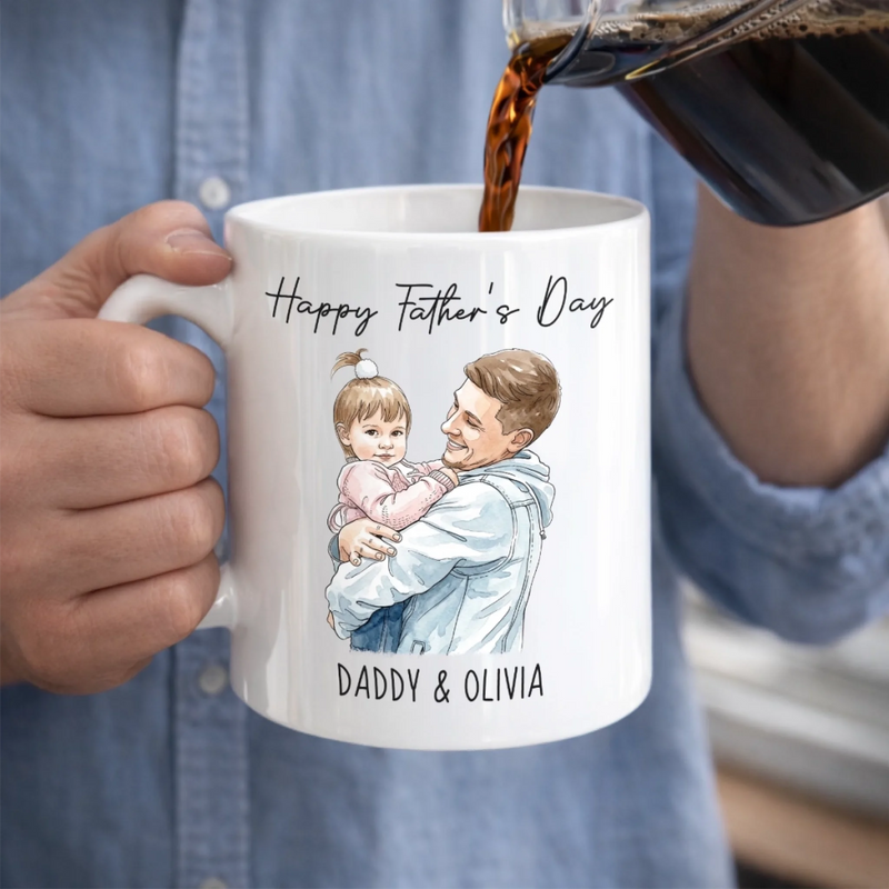 Custom Photo Accent Mug - Personalized Father's Day Birthday Gifts For Dad, Grandpa - Forever Proud Of Dad