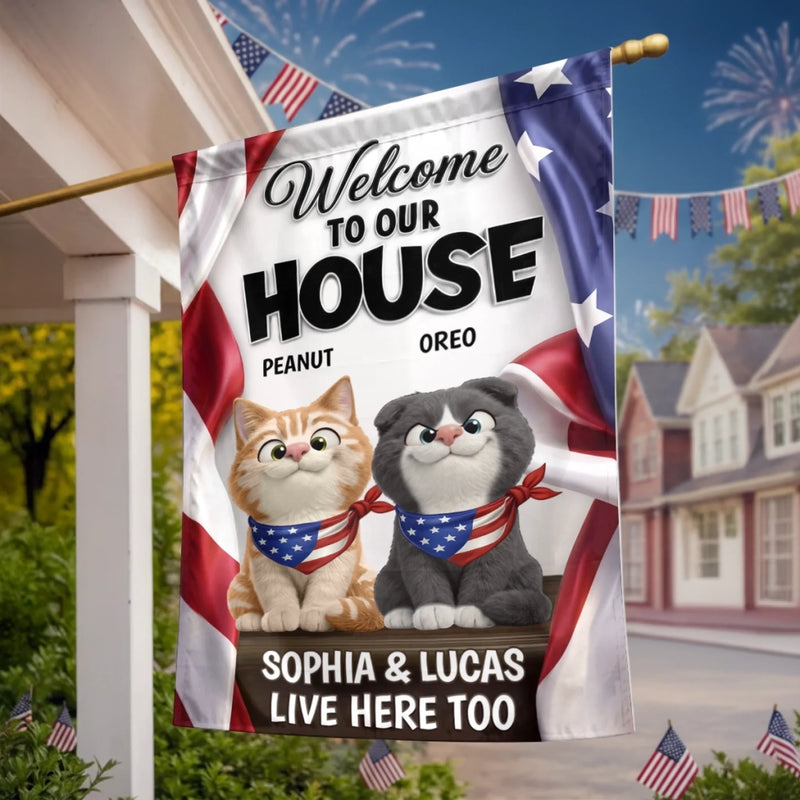 Custom Flag - Personalized America 250th Anniversary Gifts For Cat Lovers, Cat Mom And Dad - Welcome To Our Cat Kingdom